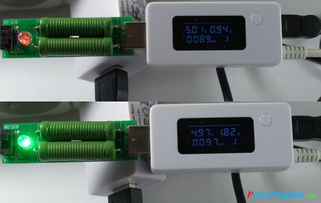 Тест кабеля Fujitsu 22AVG нагрузочным резистором 1A/2A