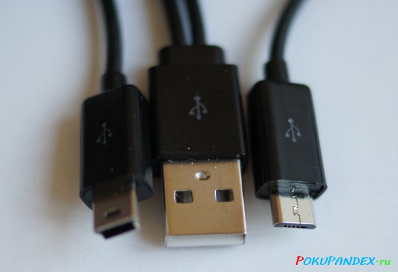 Двойной кабель USB в Mini USB и Micro USB