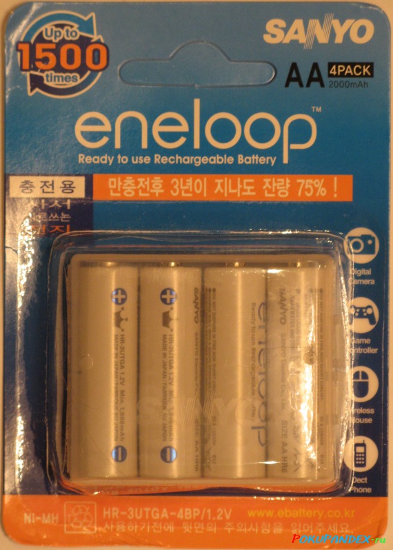 Упаковка аккумуляторов SANYO eneloop для корейского рынка