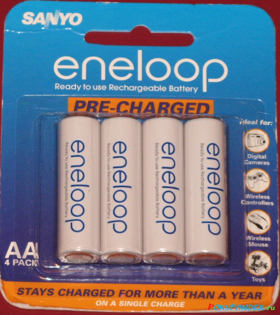 Упаковка аккумуляторов eneloop 4*AA для американского рынка