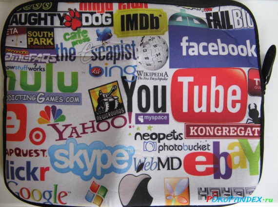 Чехол для ноутбука с логотипами Skype, Microsoft, Google, Facebook