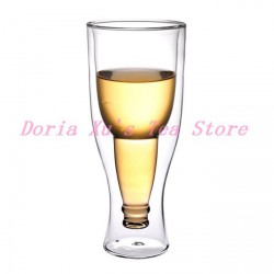 Стакан для пива с уникальным дизайном - Upside Down Bottle Double Wall Glass Cup