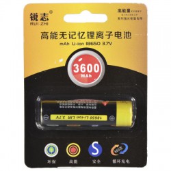 Аккумулятор Rui Zhi форм-фактора 18650 с заявленной ёмкостью 3600 ма-ч