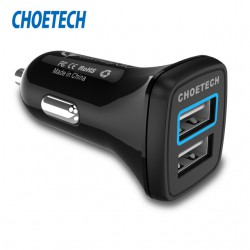 Зарядка от прикуривателя Choetech (2 USB/QC 3.0 + 2.4A = 30W)