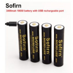 Аккумуляторы Sofirn 18650 3400 mAh с портом зарядки micro-USB